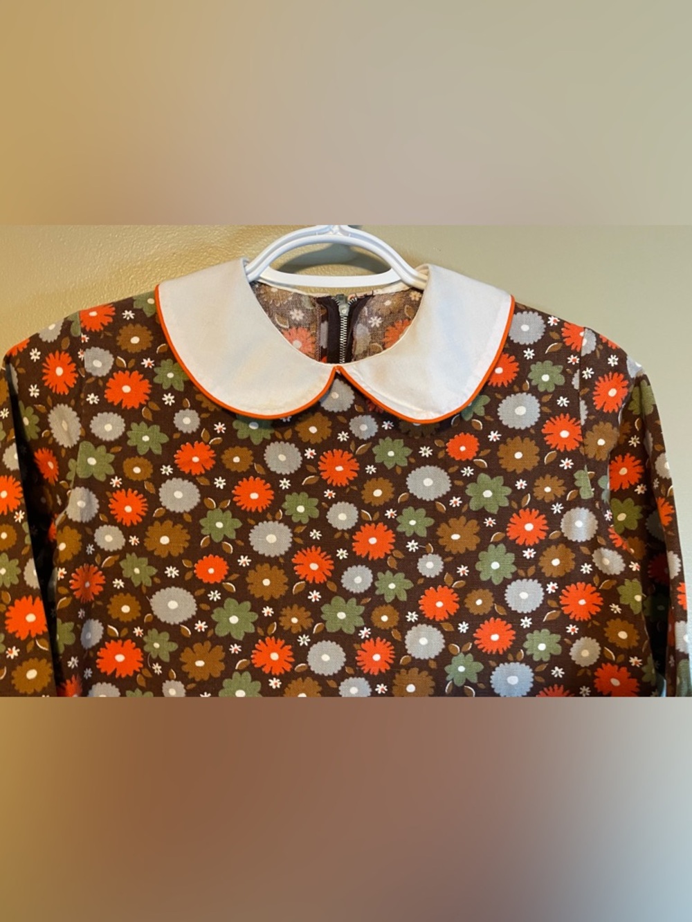 Vintage Handmade Peter Pan Collar Retro Floral Mini Dress - Picture 6 of 11
